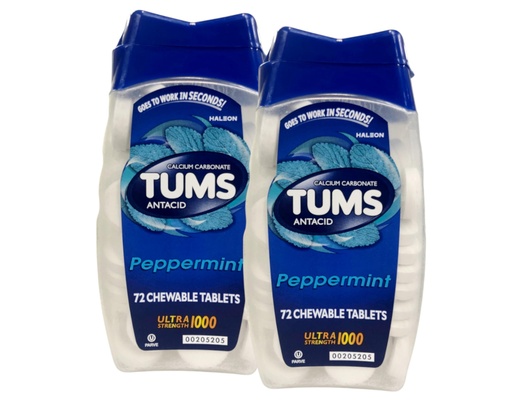 [BRSWKHYTCQCWIFL5] TUMS Ultra Strength 1000 Peppermint 72 Tablets (pack of 2 )