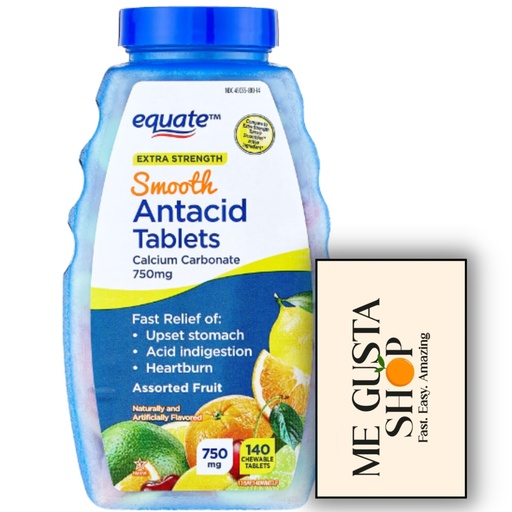 [BRSROZLRBMCAE3I7] Equate Extra Strength Smooth Chews Antacid Tablets, Assorted Fruit,140 Count + me Gusta Sticker
