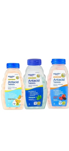 [BRSREEACA4OQI3TL] Equate Extra Strength Sugar-Free Antacid Chewable Tablets, Orange Cream,Wintergreen,Assorted Berries Flavor, (Pack of 3) by Kwabossal