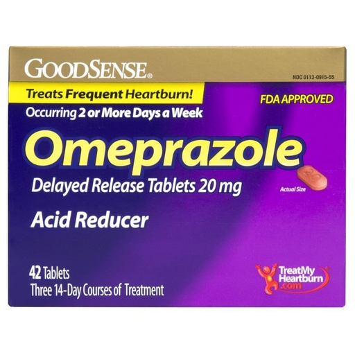 [BRSWIEIEOEHRQDTK] GoodSense Omeprazole Delayed Release Tablets, 20 mg, Acid Reducer for Heartburn, 42 Count