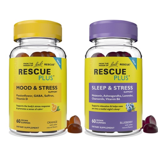 [BRSW2CD4AQPBE3T2] Bach Rescue Plus Gummy Day & Night Bundle 2 x 60 Count