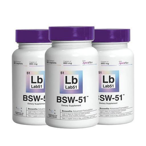 [BRSRGYAHOB5BOETF] Lab51 BSW-51 Joint Support Supplement 3 Pack with Boswellia AprèsFlex®, Hyaluronic Acid and Piperine – 90 Capsules, 860 mg Each, Supports Mobility and Natural Joint Function