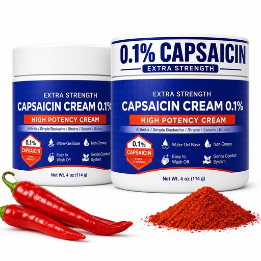 [BRSRYZQBB55GE2T6] Capsaicin Cream Extra Strength - Neuropathy Relief Cream with 0.1% Capsaicin for Arthritis, Muscle, Joint and Lower Back - 4oz (4 Ounce (Pack of 2))