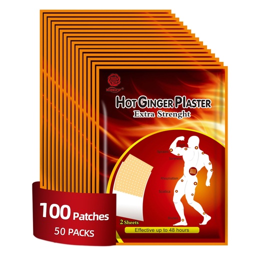 [BRSRAZA3PJ7GMELH] KONGDY 100PCS Ginger Capsaicin Patches, Hot Capsicum Relief Patch(50 Pack)