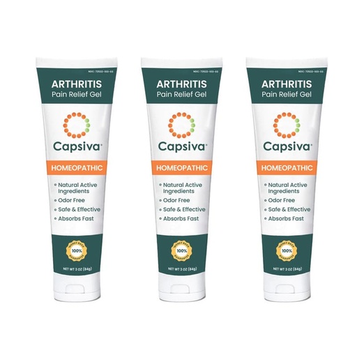 [BRSROFL3AF7WYAYV] Pain Relief Topical 3oz Tube, 3 Pack, for Your Hands, Neck, Back, Joints, Non-Greasy, No Burn, Odor Free, Homeopathic Active Ingredients, Contains Capsaicin & Arnica, Absorbs Fast