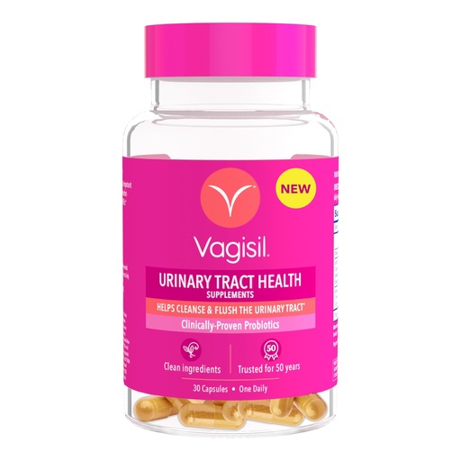 [BRSROFQBPMAWO2D7] Vagisil Urinary Tract Health Supplements, Clinically-Proven Probiotics, Protects Urinary Tract Health, Clean Ingredients, Helps Cleanse and Flush UTI-Causing Bacteria, 1 Capsule Daily, 30 Capsules