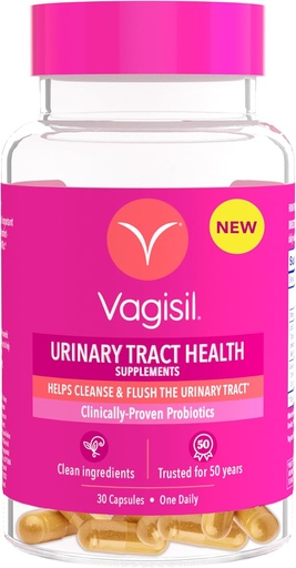 [BRSROFQBPMAWO2D7] Vagisil Urinary Tract Health Supplements, Clinically-Proven Probiotics, Protects Urinary Tract Health, Clean Ingredients, Helps Cleanse and Flush UTI-Causing Bacteria, 1 Capsule Daily, 30 Capsules