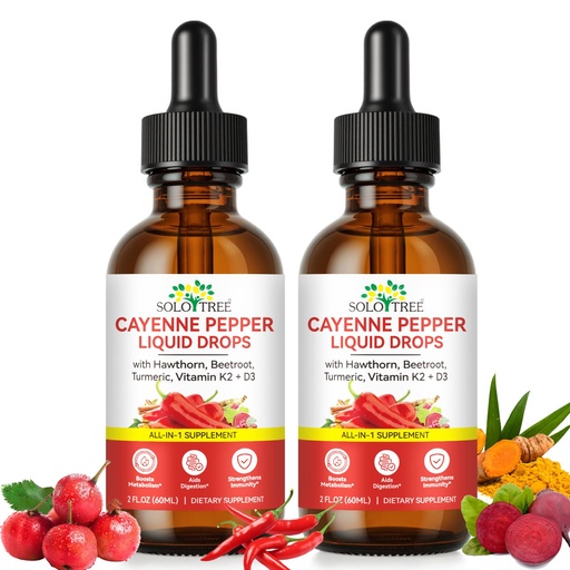 [BRSRE2QDO57AGCLL] Cayenne Pepper Drops Supplement Liquid, Cayenne Pepper Organic for Turmeric,Panax Ginseng, Beet Root Powder,Ceylon Cinnamon and More Herbals - 2 Fl Oz (2)