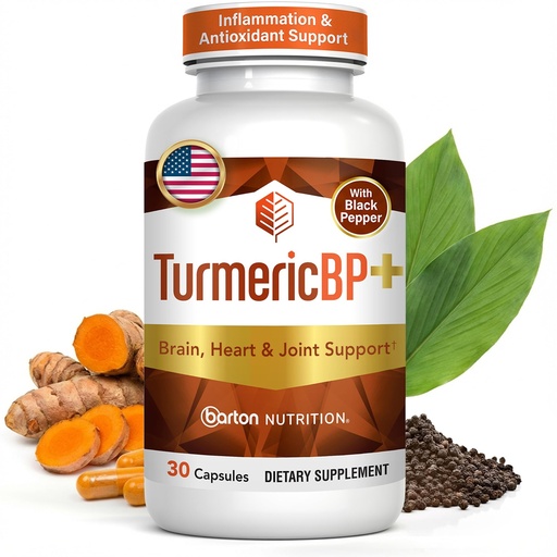 [BRSRABAFAR7RSCDF] TurmericBP+ Turmeric Curcumin with Black Pepper Extract 655mg - High Absorption Turmeric Supplement with 95% Curcuminoids & BioPerine-Tumeric Capsules for Inflammation Support - 30 Caps,1 Month Supply