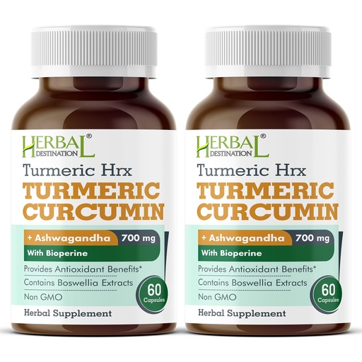 [BRSROAQDPMCBYCDF] Turmeric Supplement Hrx- Immune Supplement, Metabolism Booster Joint Support Supplement with Turmeric Curcumin, Boswellia, Curcuma & Black Pepper Extract - 60 Capsules (Pack of 2)