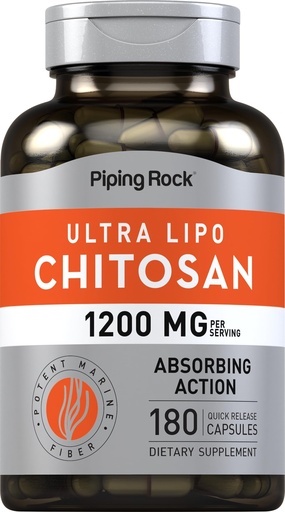 [BRSRAYD6A4HGA3Y3] Piping Rock Chitosan Supplement 1200 mg | 180 Capsules | Ultra Lipo Chitosan | Absorbing Action | Non-GMO, Gluten Free