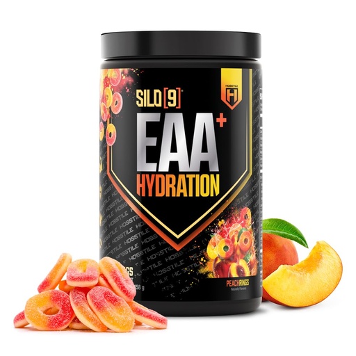 [BRSRGHT4OIIR4FIV] HOSSTILE SILO[9] EAA + Hydration Powder – Essential Amino Acids with Electrolytes, EAA BCAA Intra Workout Powder & Post Workout Recovery, Peach Rings, 30 Servings