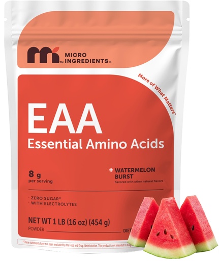 [BRSRGHD5DEPBODL5] EAA + BCAA Powder | All 9 Essential Amino Acids + Electrolytes, Watermelon | Intra & Post Workout, Muscle Recovery Support* | 8g Per Serving, Sugar Free | 2:1:1 BCAA | 37 Servings | Non-GMO