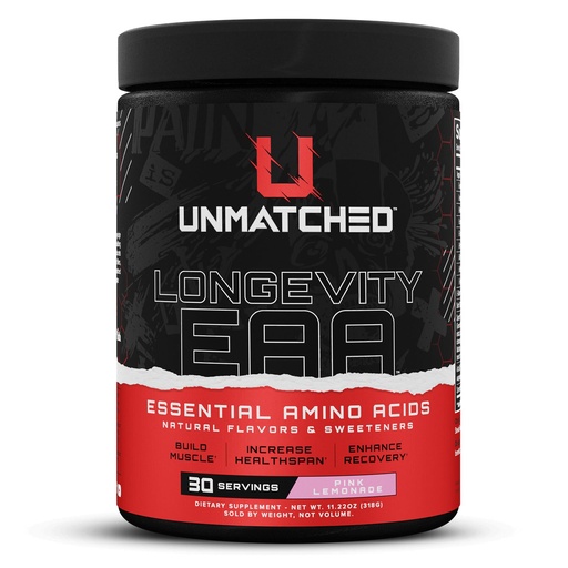 [BRSRAAL2DIPBO2Q4] Unmatched Longevity EAA Essential Amino Acids | Muscle Build & Recovery | Performance & Health-Span Benefits | Natural Flavors & Sweeteners | 30 Servings (Pink Lemonade)