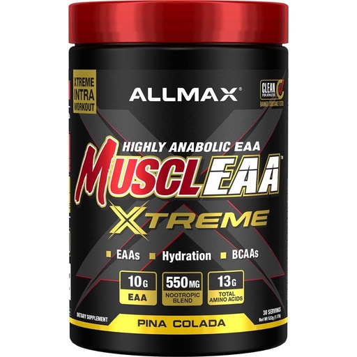 [BRSROBIZCIORYFD2] ALLMAX MUSCLEAA Xtreme, Pina Colada - 532 g Powder - Provides EAAs, BCAAs & Hydration - Up to 30 Servings