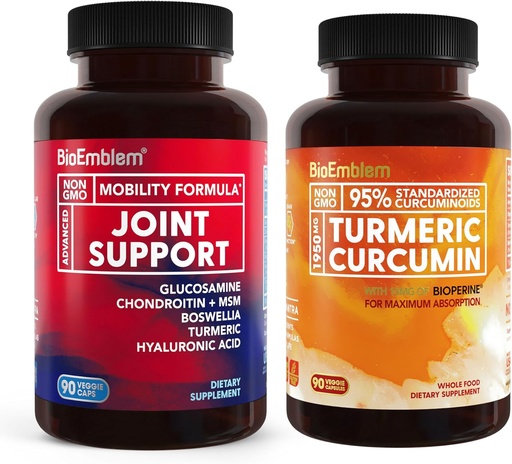[BRSRAAT5CQARYA3O] BioEmblem Turmeric Curcumin Supplement with BioPerine and Joint Support