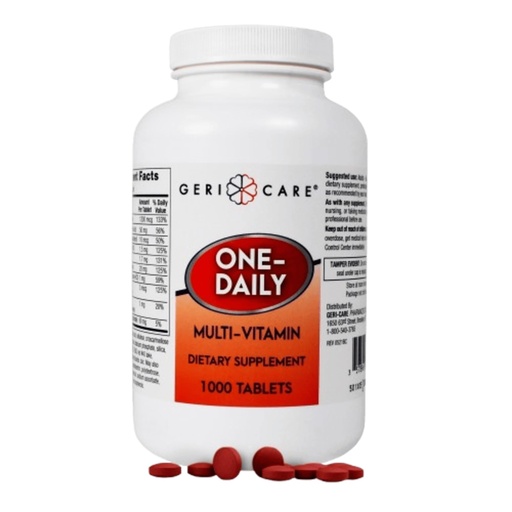 [BRSWIGDZAAIRAG32] GeriCare One-Daily Multi-Vitamin Tablet, 1000 Count Adult Multivitamin Supplement for Men & Women | Easy-to-Take Dietary Supplement with Vitamins A, C, D3, B, Calcium| Vitamin & Mineral Complex