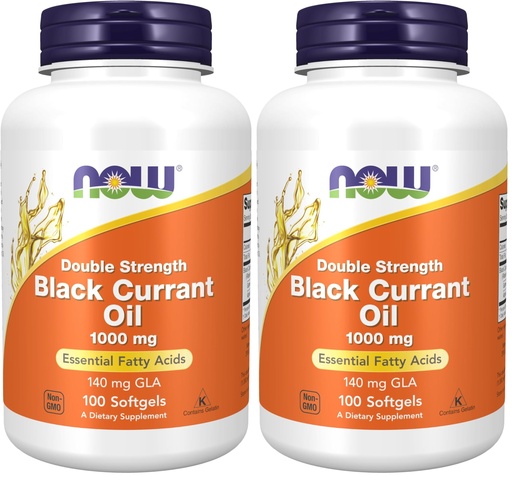 [BRSRGGQNOVYGM3TX] NOW Foods Supplements,Black Currant Oil 1000 mg Double Strength with 140mg of GLA (Gamma-Linolenic Acid),100 Softgels,(Pack of 2)