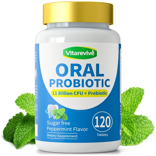 [BRSRGAY7OB6WM2A2] Oral Probiotics Prebiotic for Women & Men, Gum Restore & Dry Mouth Lozenges Products - Bad Breath Treatment for Adults & Mouth & Gut Health, 120 Tablets