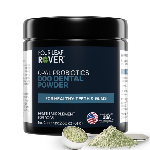 [BRSREFIOB4IBY2Q6] FOUR LEAF ROVER Dental Powder for Dogs - Probiotic Support for Bad Breath, Plaque & Tartar - with Kelp & Weissella Cibaria - 30-Day Supply
