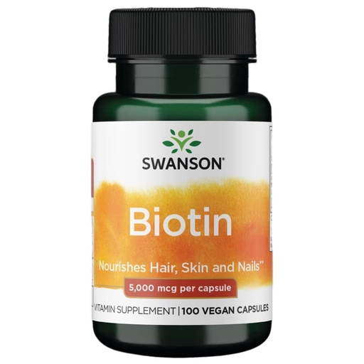 [BRSWIYD7AB7GGDLA] Swanson Biotin Vitamin B7 5000 mcg 100 Capsules