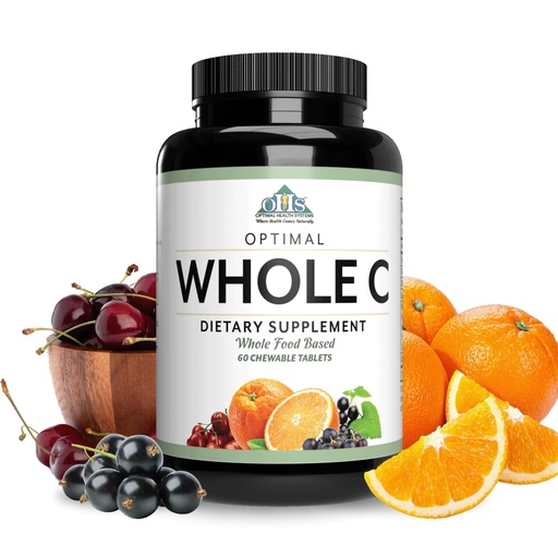 [BRSWKH33AAJWEC3X] Optimal Health Systems Whole C Chewable | Potent Vitamin C from Whole Foods | Acerola Cherry, Orange Fruit, & Black Currant + Bioflavenoids | 60 Tablets