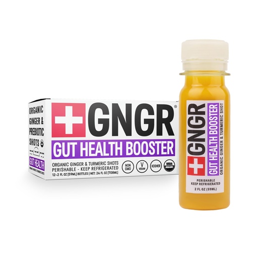 [BRSREYIYBUHWAFLK] +GNGR Gut Health Shot – 7g Fiber Prebiotic and Probiotic for Women & Men - Digestive & Immune Support, Organic Ginger Shot with Apple Cider Vinegar, Turmeric, Aloe Vera 2 fl oz (12-Pack)