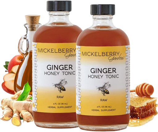[BRSROYDYDIFWKCT6] Mickelberry Gardens Ginger Honey Tonic 4oz 2 Pack Digestive Support Syrup