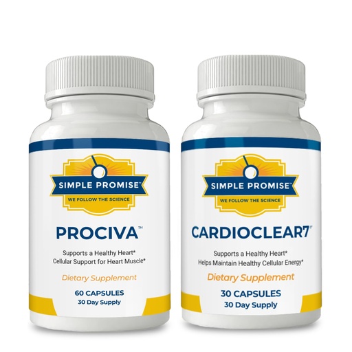 [BRSRGZ35AUPBS23U] Simple Promise Heart Strength & Energy Bundle – Supports Circulation, Cellular Energy & Heart Wellness – Prociva Arjuna Supplement & CardioClear7 CoQ10 + PQQ for Cardiovascular Support – 30-Day Supply
