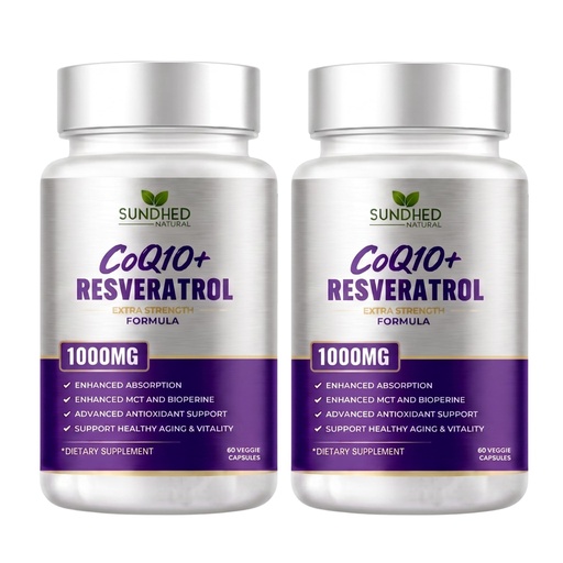 [BRSREAIBOUCBQDQ6] CoQ10 Powerful Antioxidant (Capsules Coq10+Resveratrol) (Pack of 2)