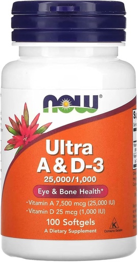 [BRSWIZTYCYBGCADK] Ultra A & D3, 100 Softgels by Now Foods (Pack of 3)