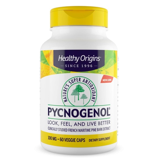 [BRSWIY35OEGG223E] Healthy Origins Pycnogenol 100 mg, 60 Veggie Capsules - 100% Clinically Studied French Maritime Pine Bark Extract - Supports Healthy Heart, Joint Health & Skin Elasticity - 2 Month Supply