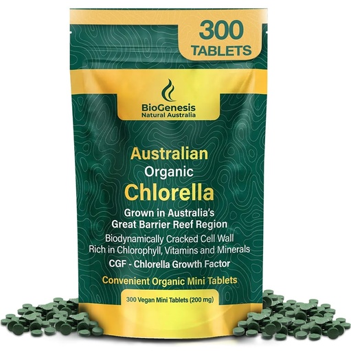 [BRSRO2Q3BN7QI2YU] Biogenesis Organic Chlorella Mini Tablets – 300 Count (200mg) | Australian Grown | Rich in Chlorophyll, Vitamins & Minerals | Supports Energy & Immunity | Vegan Mini Tablets