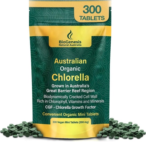 [BRSRO2Q3BN7QI2YU] Biogenesis Organic Chlorella Mini Taulats  2001- 300 Compte (200 mg)  2001- 2003, a Chlorophill, Viminades i Madals Energia i Immunity Vegan Mini tetes