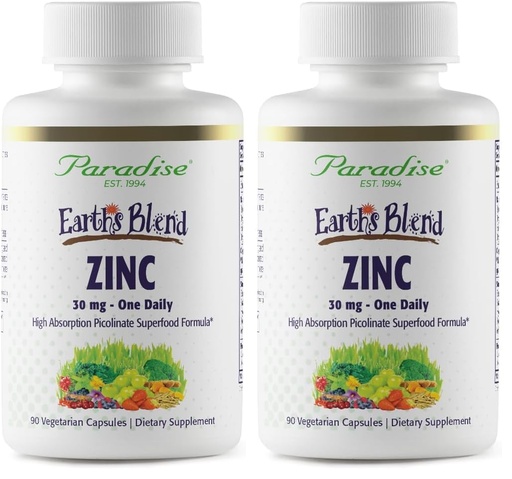 [BRSREAANAV5QI3L5] Paradise Herbs Zinc Supplements with Picolinate and Natures C, for Immune Support, Super Potent, Ultra Pure, Gluten Free, Non-GMO, Vegan, 30 mg, 90 Capsules (Pack of 2)