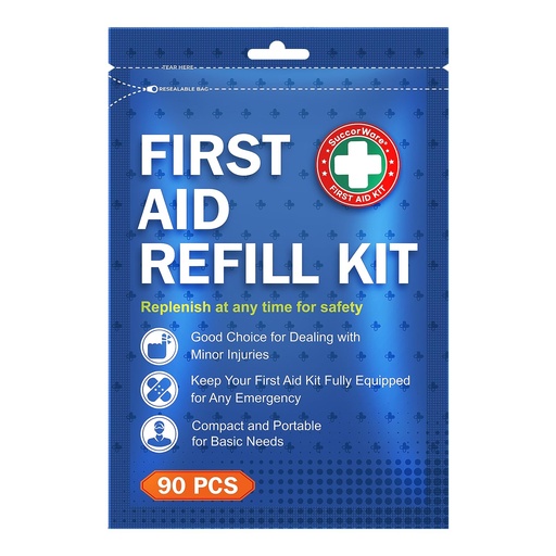 [BRSRAAL4PINGKDI2] SuccorWare 90 Pieces First Aid Refill Kit - Wound Care Kit Includes Bandages for Home, Travel, Hiking - Portable Replacement Kit for First Aid Medical Supplies（1 Set）