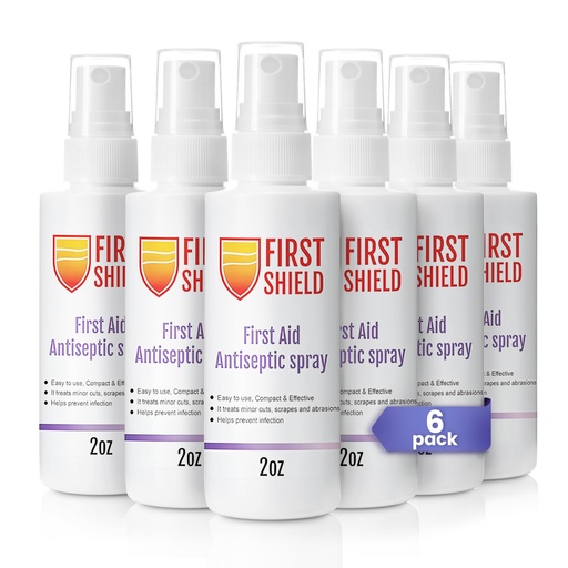 [BRSREZTQOQGWYAAV] First Aid Antiseptic Spray – Wound Care Cleanser with Benzalkonium Chloride for Minor Cuts, Scrapes and Burns – Gentle Skin Cleanser – 2 oz Bottles, 6-Pack