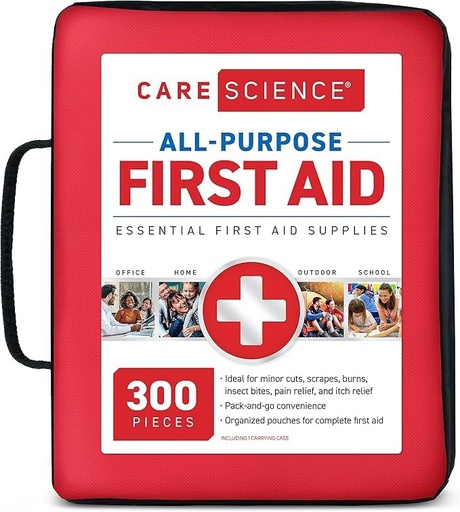 [BRSREYIFOUJQYDYZ] Care Science First Aid Kit All Purpose, 300 Pieces | Professional Use for Travel, Work, School, Home, Car, Survival, Camping, Hiking, and More