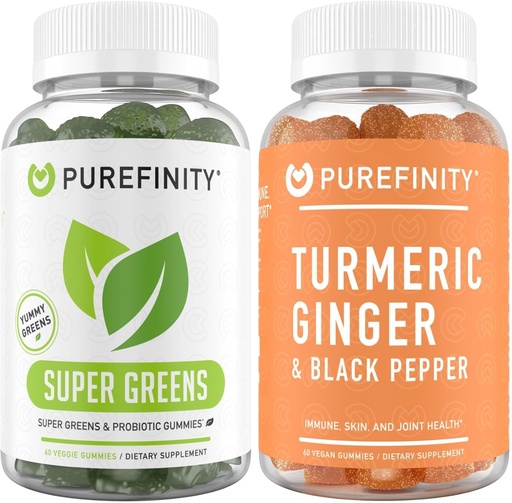 [BRSROCAEAAORUYLV] PUREFINITY Turmeric Ginger Gummies + Super Greens Gummies Bundle