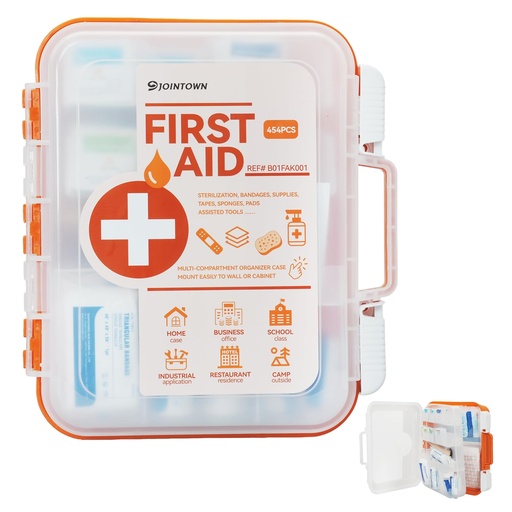 [BRSREATYBAJRS2YV] Jointown First Aid Kit, 454 Pieces All-Purpose, Home & Office Professional Medical Supplies, Ideal for Emergency, School, Business, Survival, Camping, Hunting and Sports