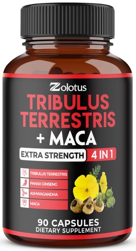 [BRSWYCY6CQNW2H32] Zolotus Premium Tribulus Terrestris Capsules - Combined with Ashwagandha, Panax Ginseng & Maca - 90 Counts for 3 Months