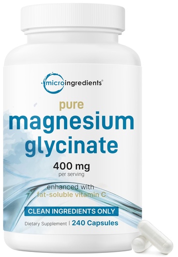 [BRSRAFI3BUMWKA3B] Micro Ingredients Pure Magnesium Glycinate 400mg Per Serving, 240 Capsules | Chelated Mineral Supplements with Elemental Form | Non-GMO, Filler Free