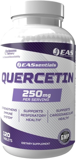 [BRSROAT2OJ7R4E3G] EAS Quercetin 250mg | Heart & Respiratory Health | Supports Immune Response | Gluten Free, Non GMO | Better Absorption with Cyclosome Delivery | 120 Tablets