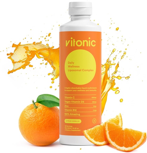 [BRSROHAYAABRECL4] Liposomal vitamin C 1000mg væske – Familieimmunitetsstøtte | Opp til 5× Høyere absorpsjon | Multivitamin med D3, B12, Sink | Collage & Recovery Support | Vegan, Sukkerfri | 30 Serveringer