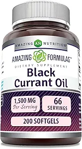 [BRSRAAL7BMJRMCA7] Amazing Formulas Black Currant Oil 1500 Mg Per Serving | Softgels | with GLA (Gamma-Linolenic Acid) | Non-GMO | Gluten Free (1 Pack, 100 Count)