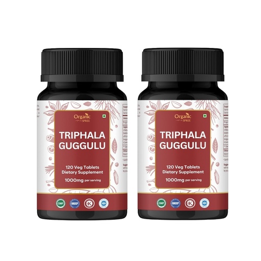 [BRSREZA7OR7QEF3X] ORGANIC SPREE Triphala Guggulu 120 Tablets - Supports Gut Health and Digestion* - Ayurvedic Formulation with Amla, Haritaki & Bibhitaki - Certified and Vegetarian - Pack of 2