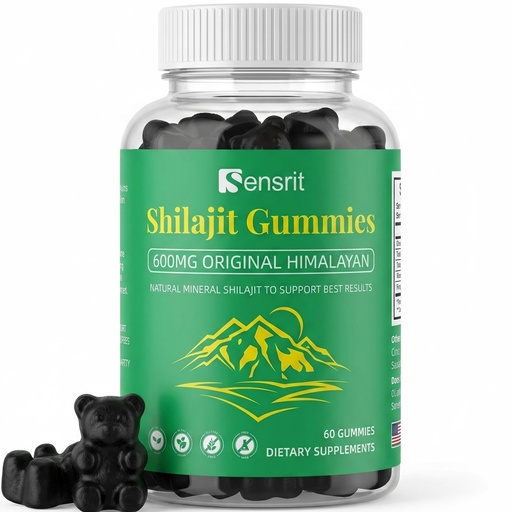 [BRSREAYHCF6WM2A7] 600mg Himalayan Shilajit Gummies for Men & Women - Natural Organic Shilajit with Fulvic Acid & Trace Minerals for Energy, Stamina & Focus - Raspberry Flavor, 60 Gummies, 30 Servings