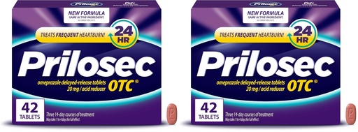 [BRSRMAT5CEPWMADZ] Prilosec OTC, Omeprazole Delayed Release, Acid Reducer, Treats Frequent Heartburn for 24 Hour Relief, 1 Doctor Recommended Brand, 42 Count (Pack of 2)