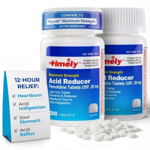 [BRSREAAZA4CQG3A2] TIME-Cap Labs Acid Reducer & Heartburn Relief - Famotidine 20mg - for Adults & Children 12+ - Helps with Acid Indigestion & Sour Stomach - Antacid Medicine Tablets - 2 Pack (400 Count)