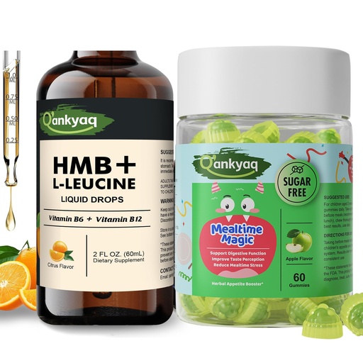 [BRSRGZINCUMQOYDP] Q'ankyaq HMB L-Leucine Liquid Drops and Appetite Booster Gummies for Kids
